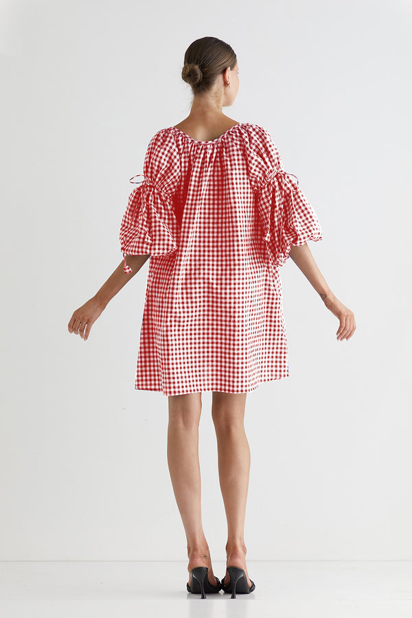 Amore Smock Dress - Red Chilli Check