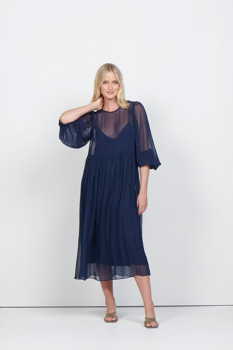 Siesta Silk Midi Dress in Mayfair Blue by MLM LABEL – MLM Label